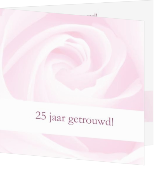 uitnodigingskaarten huwelijksjubileum - trouwkaart pink rose on white hj, vk