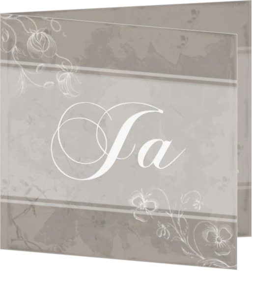 Romantische trouwkaarten - trouwkaart ja on grey with flowers and butterfly, vk