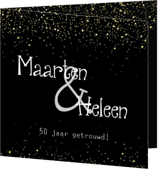 uitnodigingskaarten huwelijksjubileum - trouwkaart 50 jaar getrouwd gouden sterren mak17062804, vk