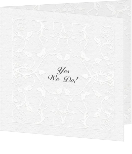 Klassieke en Traditionele trouwkaarten - trouwkaart grijs wit met eigen foto yes!