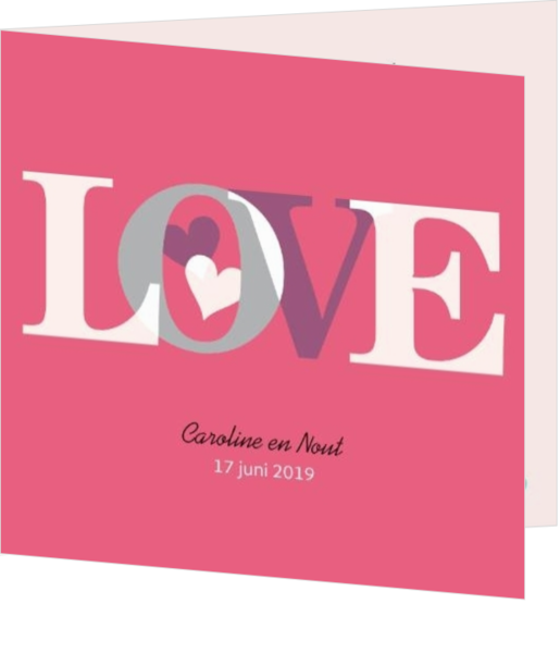 Eenvoudige trouwkaarten - Hippe trouwkaart Roze eigen foto