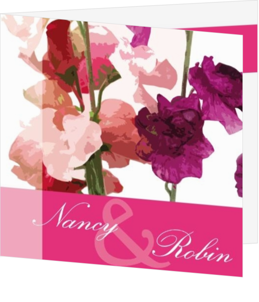 Trouwkaart met mooie Fuchsia bloemen