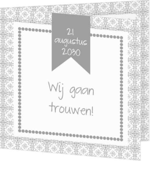 Klassieke en Traditionele trouwkaarten - klassieke trouwkaart grijs vintage met kader, vk