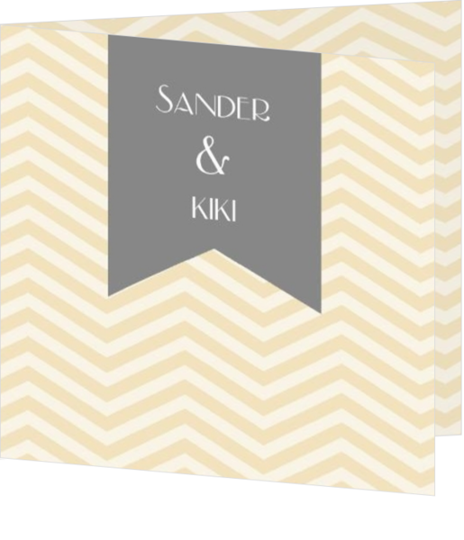 Moderne trouwkaart met zandkleurige lijnen