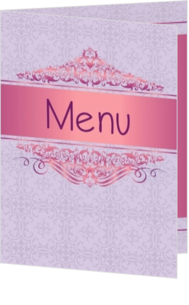 Menukaart maken voor jullie bruiloft - trouwkaart klassieke menukaart paars roze, rh