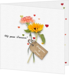 Botanische trouwkaarten - hippe trouwkaart met bloemen en eigen foto rb17050212, vk