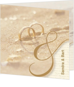 Strand en Zee trouwkaart ontwerpen - trouwkaart Ringen in het zand B