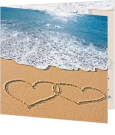 Trouwkaarten met hartjes - trouwkaart hearts on beach 2, vk