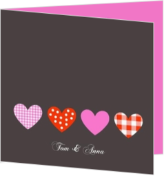Trouwkaarten met hartjes - trouwkaart kleurrijke hartjes in meerdere motiefjes, vk