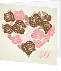 uitnodigingskaarten huwelijksjubileum - trouwkaart lovely hearts 50 jaar getrouwd, vk
