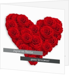 Trouwkaarten met hartjes - moderne trouwkaart met rozen in hartvorm mk1503, vk