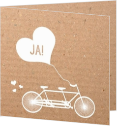 Kraft trouwkaarten stijl - hippe trouwkaart met tandemfiets op karton mk1507, vk