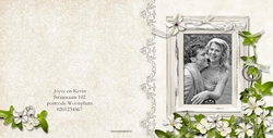 romantische trouwkaart in zandkleur met foto, vk Achterkant/Voorkant