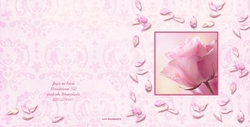 trouwkaart roze roos, vk Achterkant/Voorkant